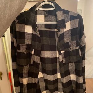 Forever 21 checkered flannel, black, white and gray. Size S